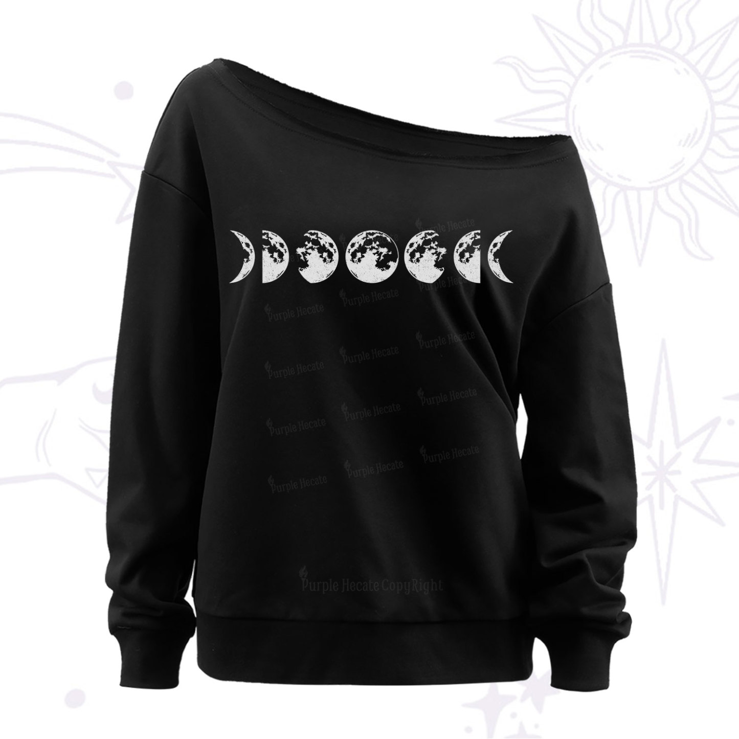 Purplehecate Moon Phases Off The Shoulder Sweat