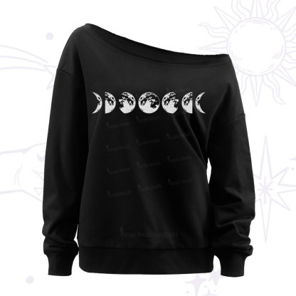 Purplehecate Moon Phases Off The Shoulder Sweatshirt