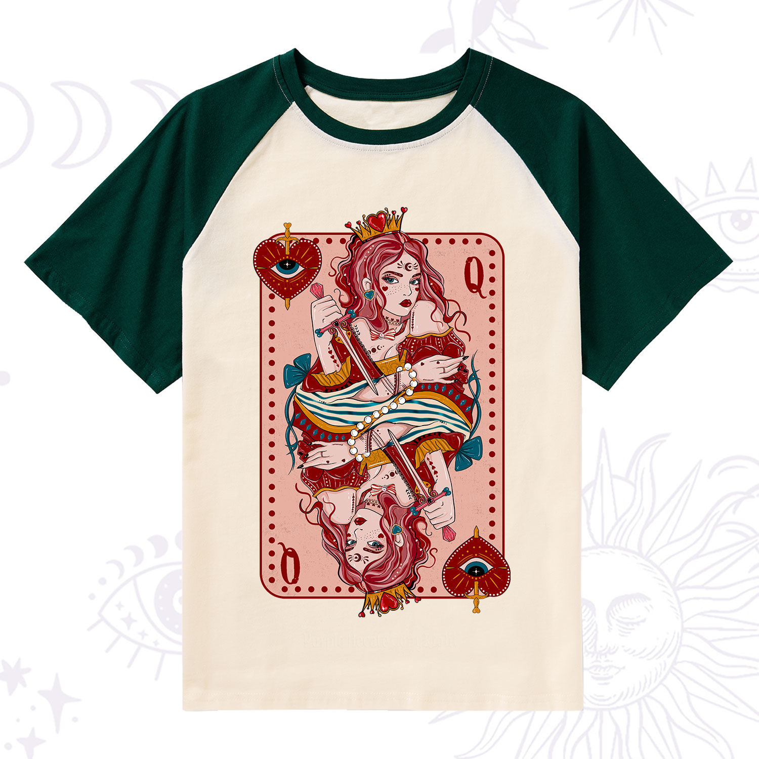 Purplehecate Queen of Hearts Raglan Short Sleeve T‑Shirt