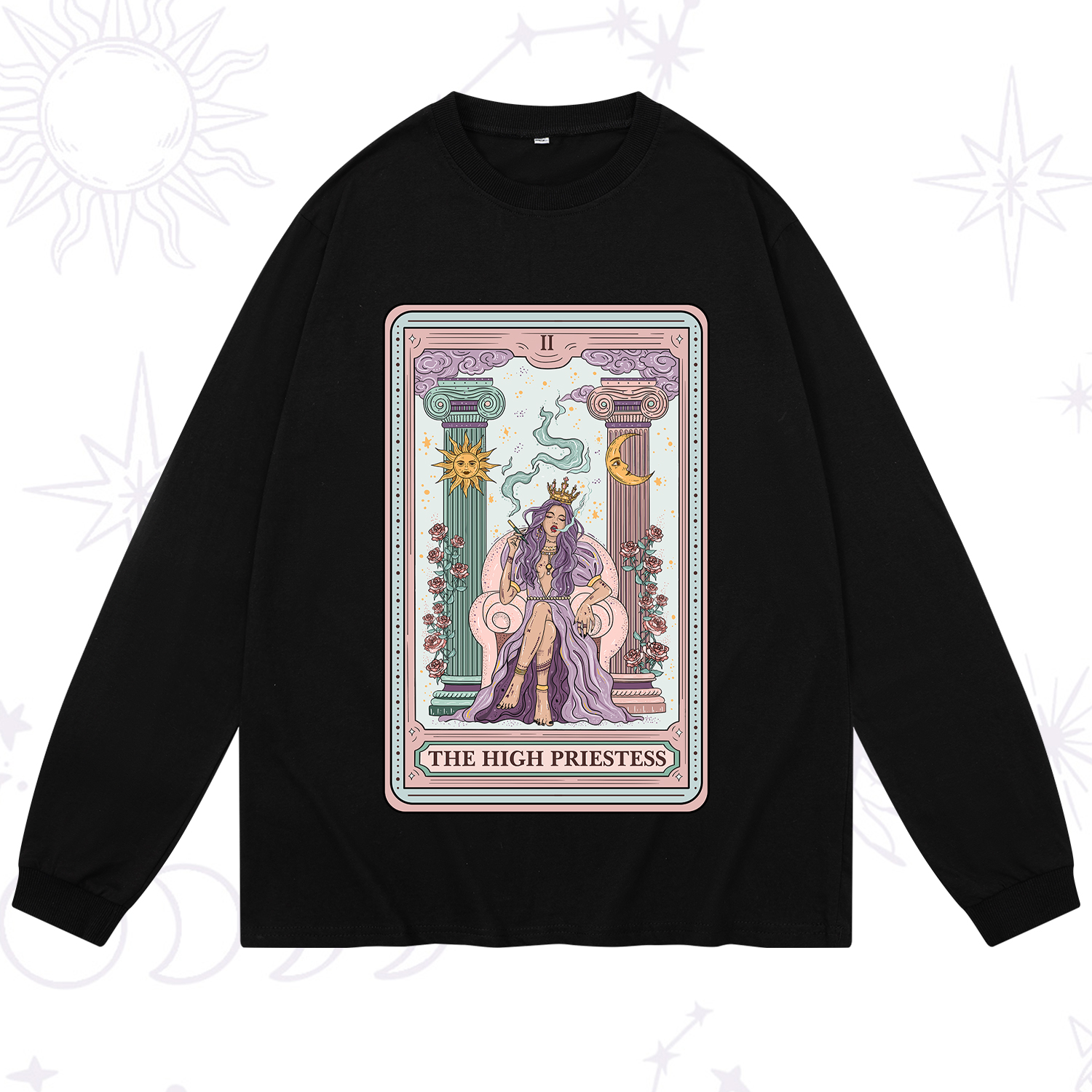 Purplehecate The High Priestess Tarot Card Long Sleeve T-Shirt
