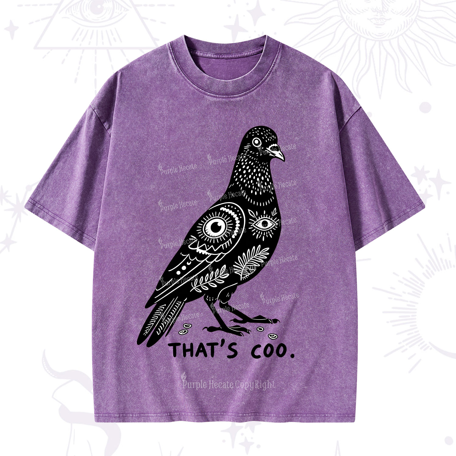 Purplehecate That's Coo Pigeon Washed T-Shirt
