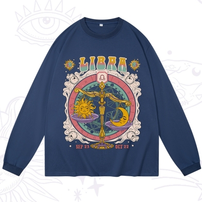 Purplehecate Libra Cosmic Zodiac Long Sleeve T-Shirt