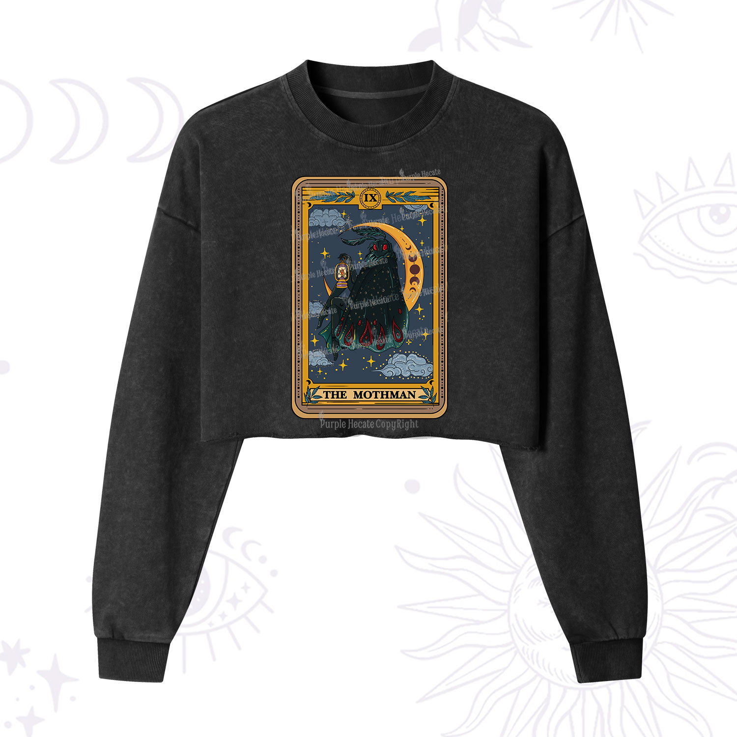 Purplehecate The Mothmen Tarot Cropped Washed Sweatshirt