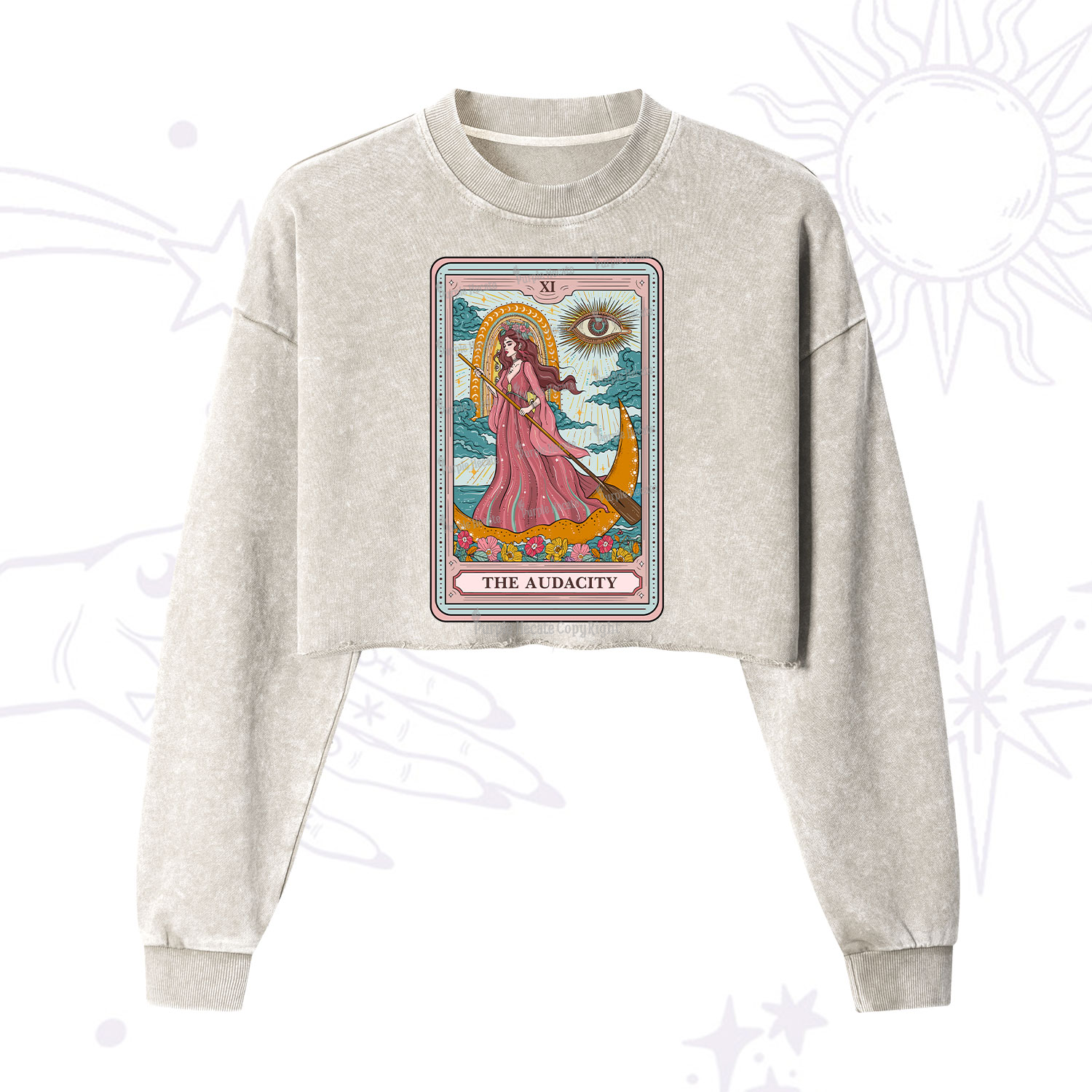 Purplehecate The Audacity Goddess Tarot Cropped Washed Sweatshirt