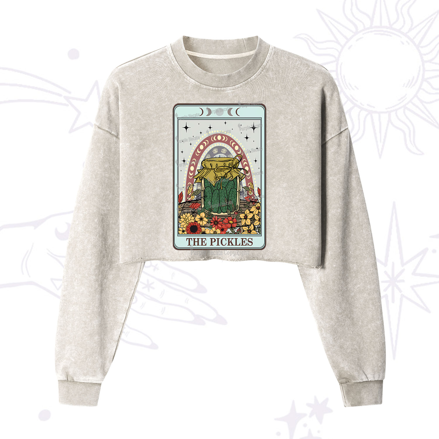 Purplehecate The Pickles Tarot Cropped Washed Sweatshirt