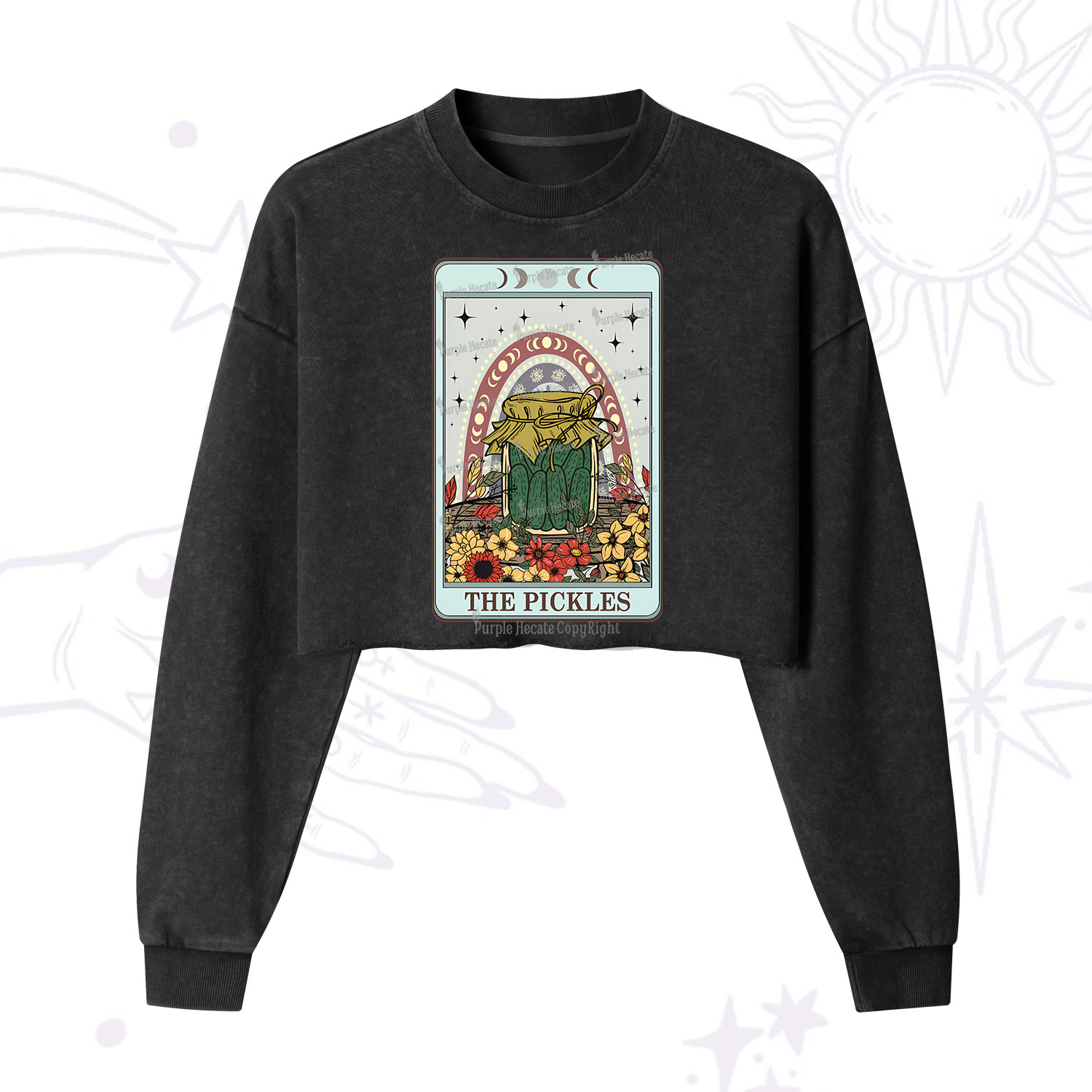 Purplehecate The Pickles Tarot Cropped Washed Sweatshirt