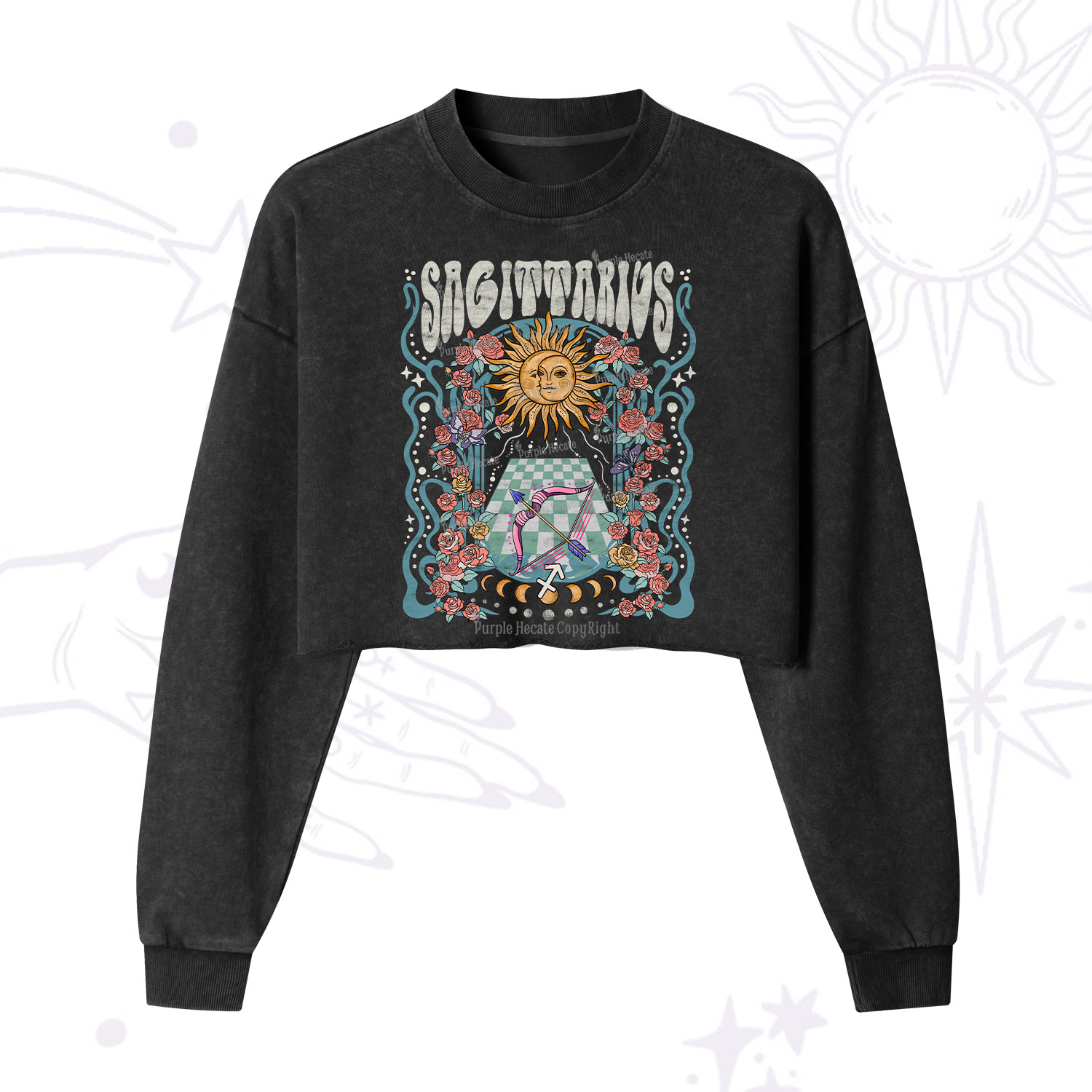 Purplehecate The Mother Tarot  Cropped Washed Sweatshirt