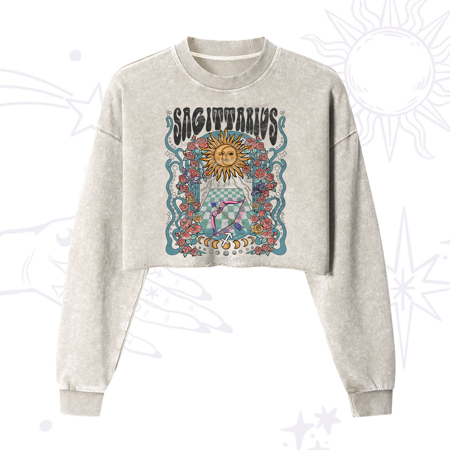 Purplehecate The Mother Tarot  Cropped Washed Sweatshirt