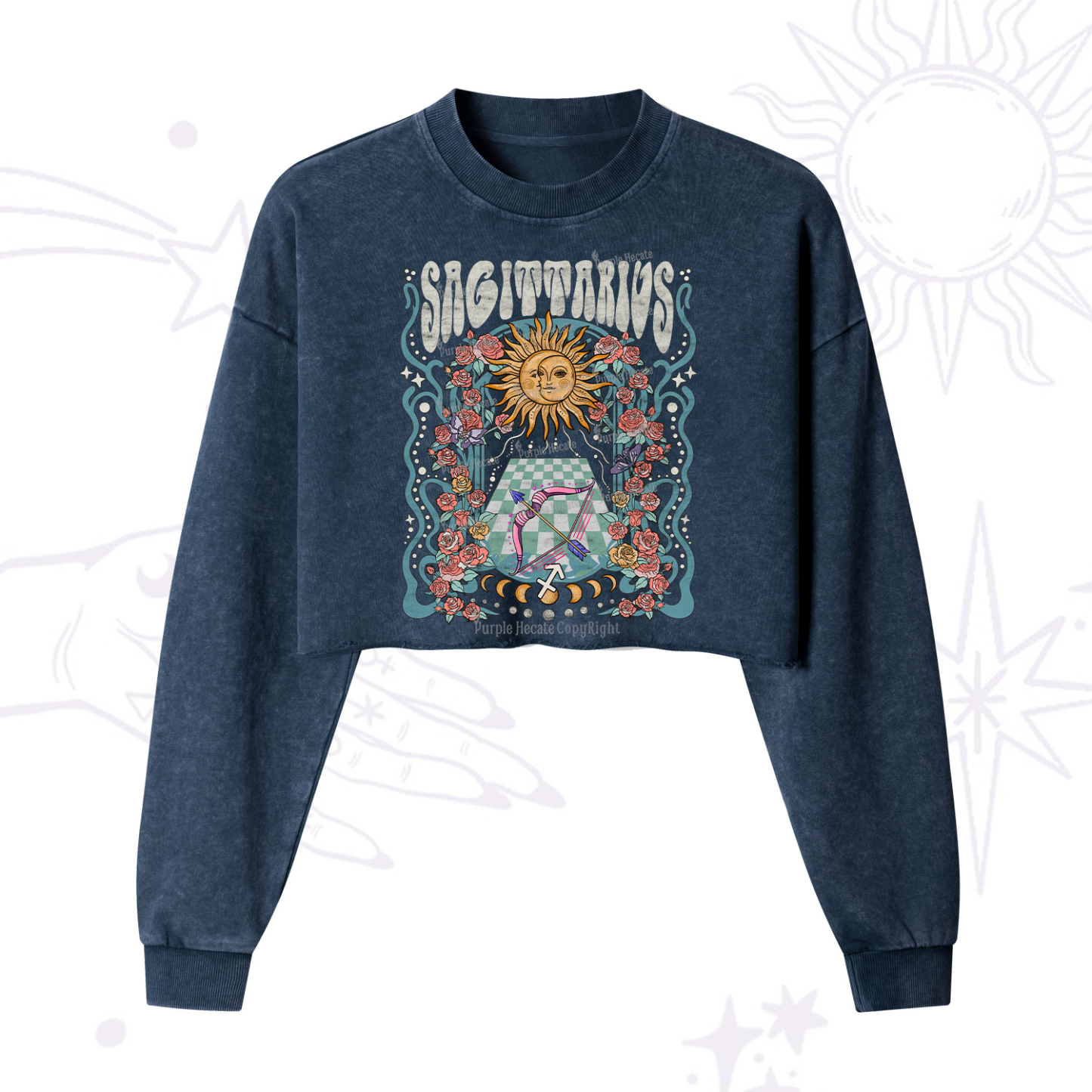 Purplehecate The Mother Tarot  Cropped Washed Sweatshirt