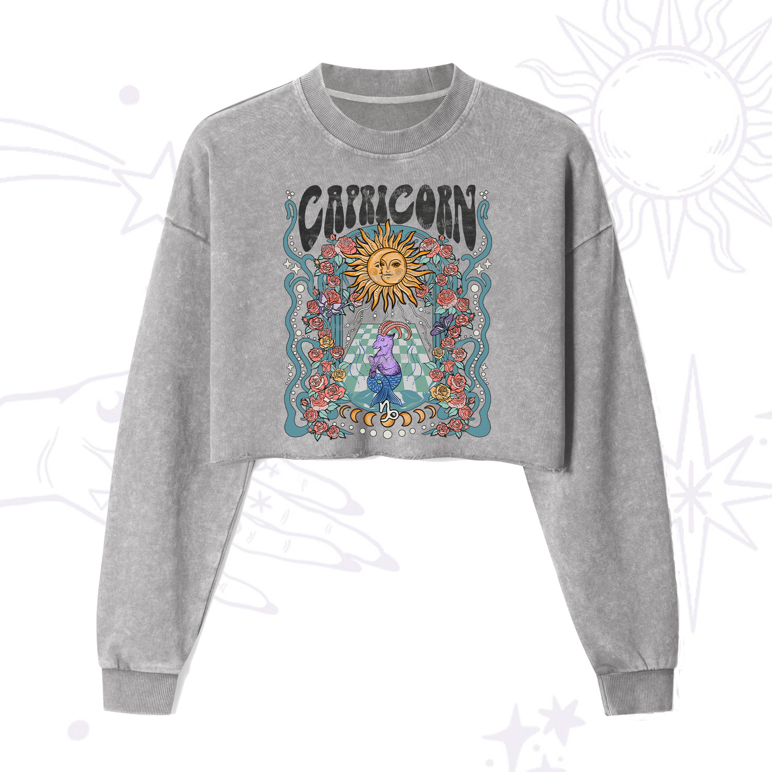 Purplehecate The Mother Tarot  Cropped Washed Sweatshirt