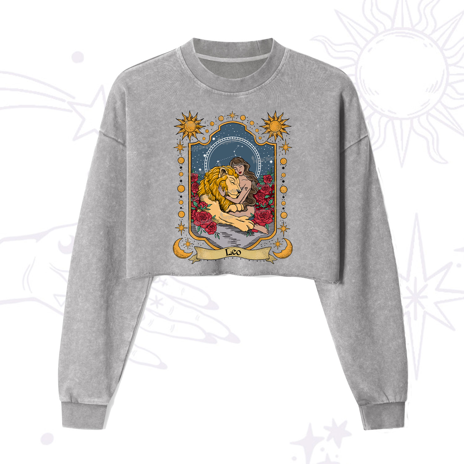 Purplehecate Leo Zodiac Cropped Washed Sweatshirt