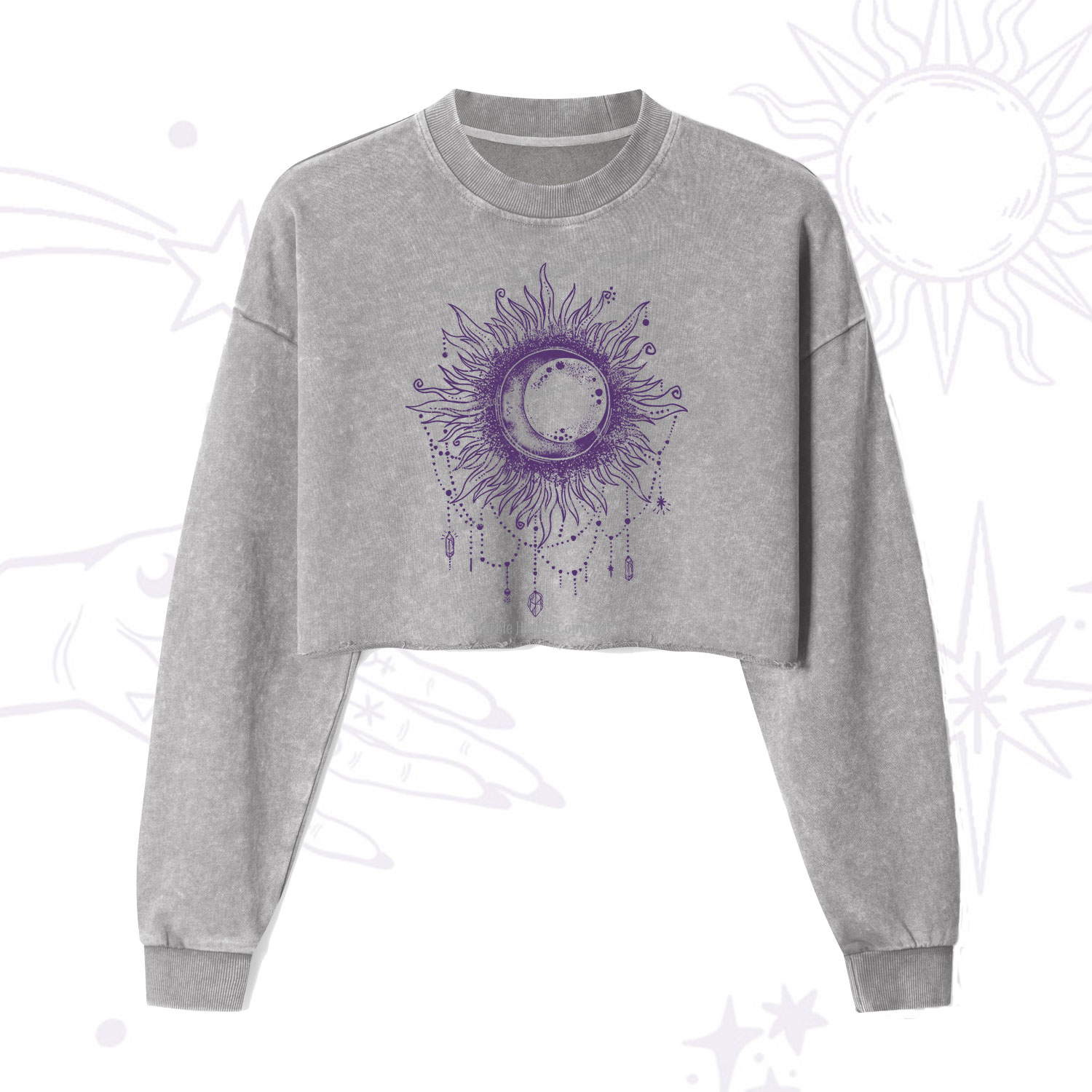 Purplehecate Starry Eye Cropped Washed Sweatshirt