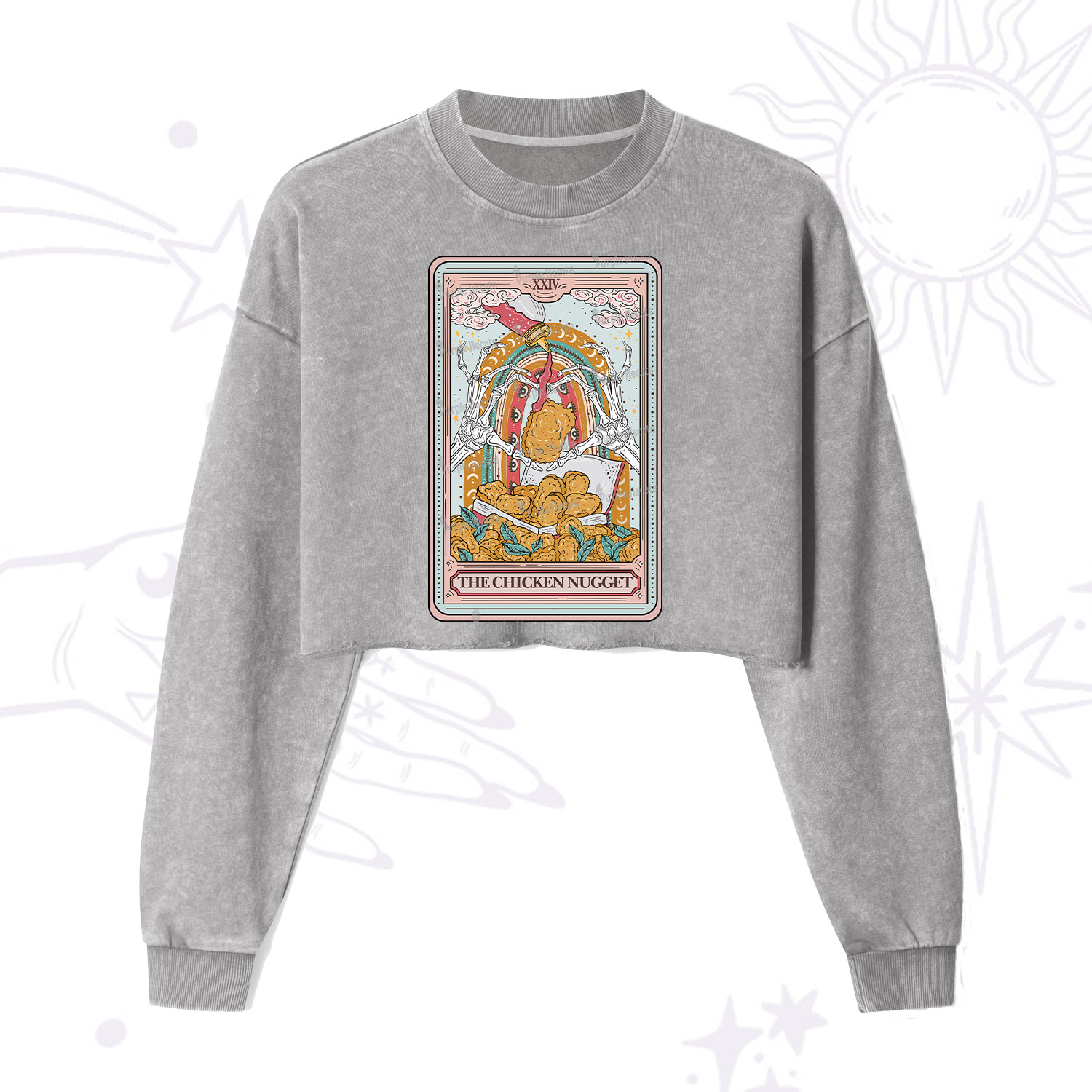 Purplehecate The Chicken Nugget Food Tarot  Cropped Washed Sweatshirt