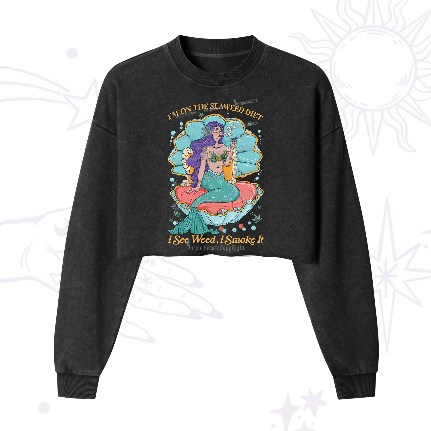 Purplehecate  I See Weed I Smoke It Cropped Washed Sweatshirt