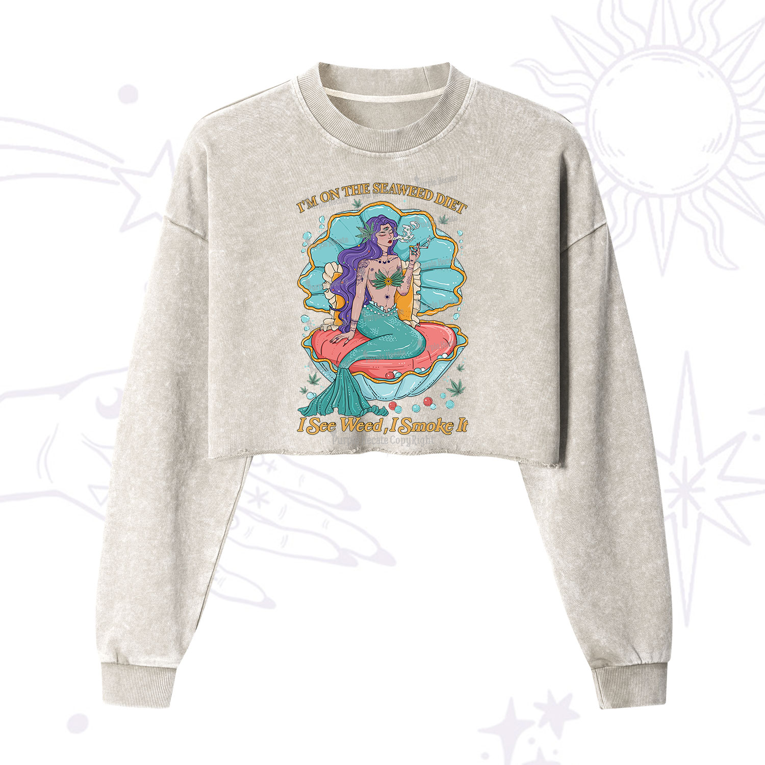Purplehecate  I See Weed I Smoke It Cropped Washed Sweatshirt