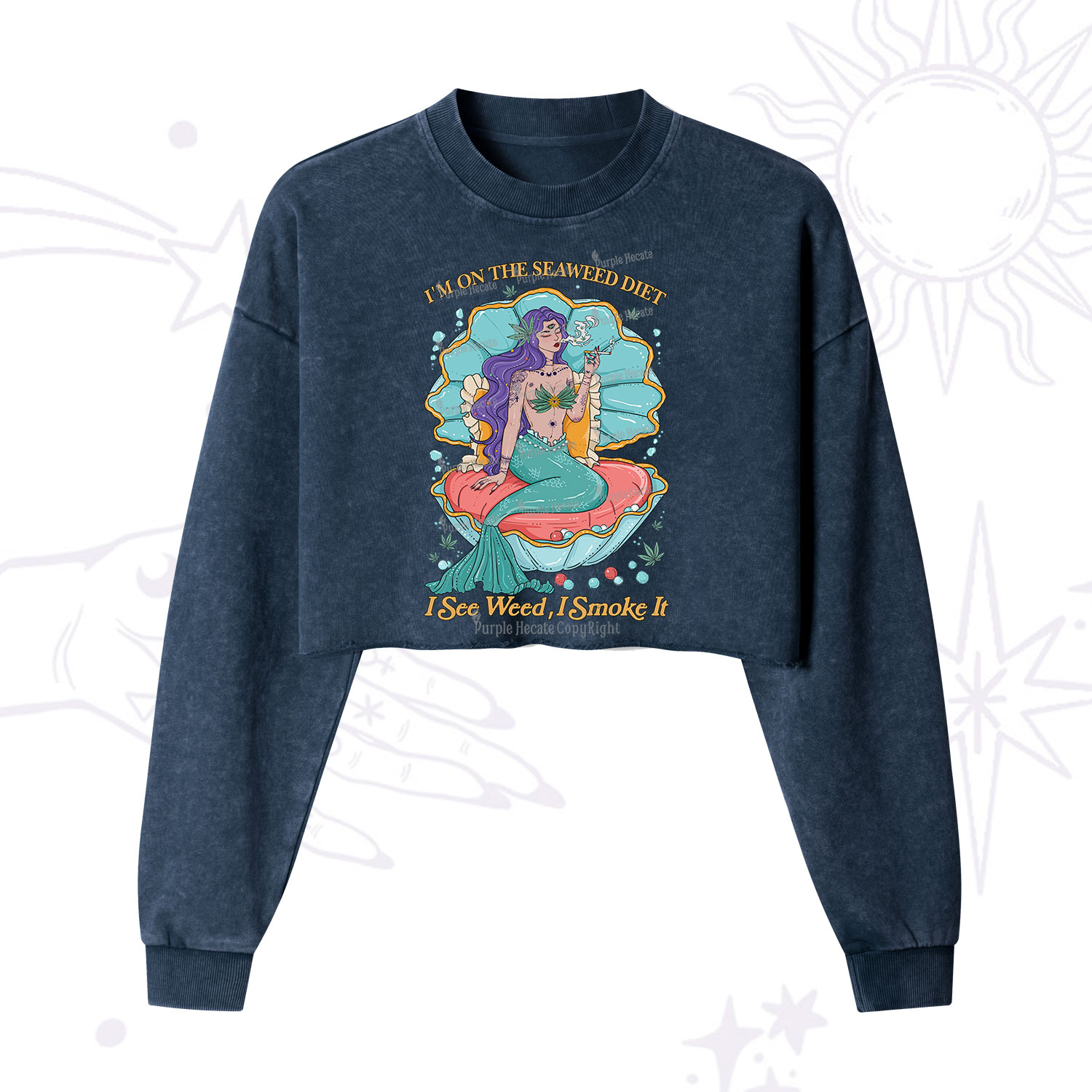 Purplehecate  I See Weed I Smoke It Cropped Washed Sweatshirt