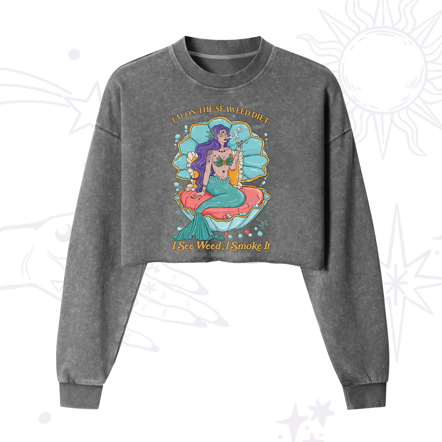 Purplehecate  I See Weed I Smoke It Cropped Washed Sweatshirt