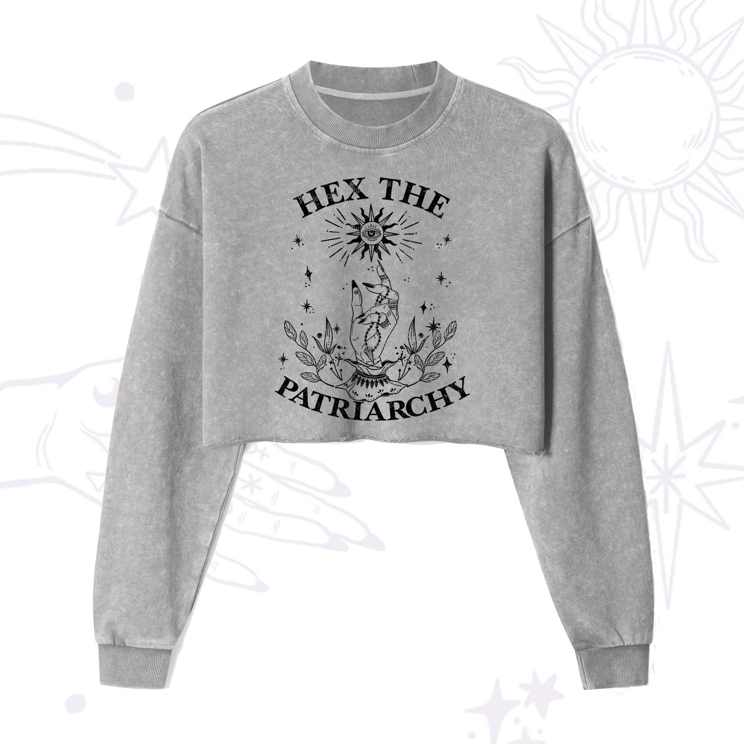 Purplehecate Smash The Patriarchy  Cropped Washed Sweatshirt