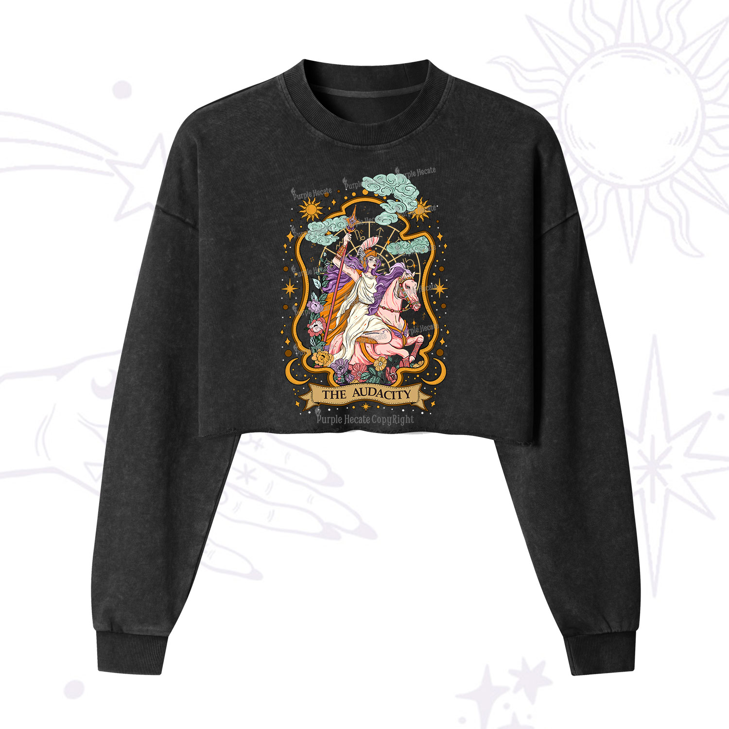 Purplehecate The Audacity Goddess Cropped Washed Sweatshirt