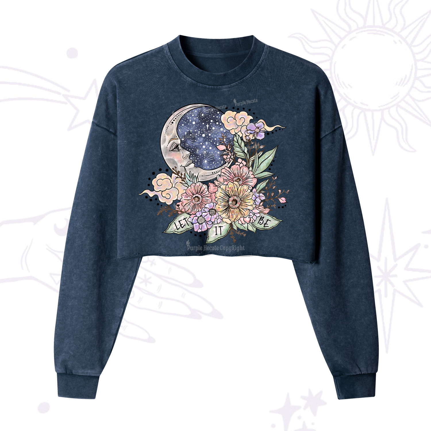 Purplehecate Let It Be Cropped Washed Sweatshirt