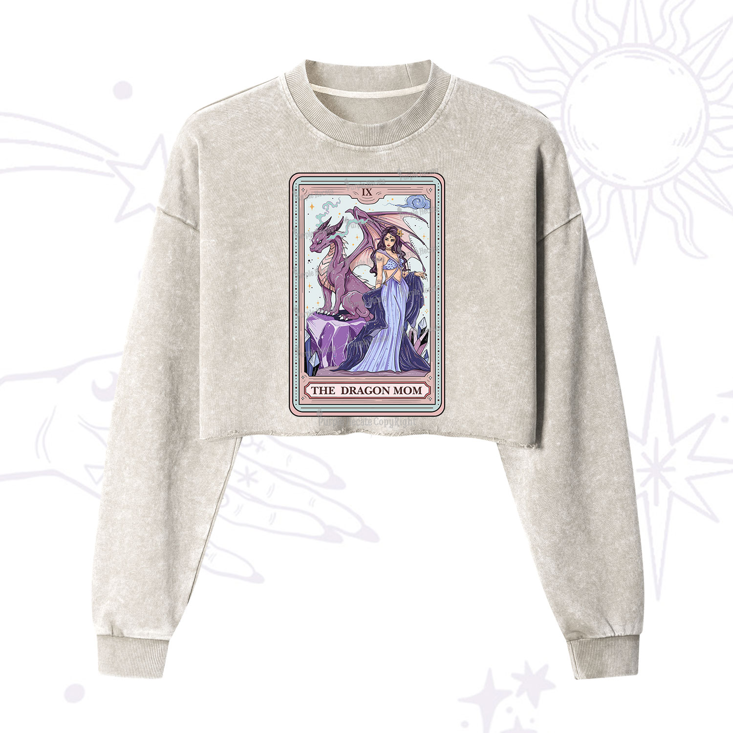 Purplehecate The Dragon Tarot Cropped Washed Sweatshirt