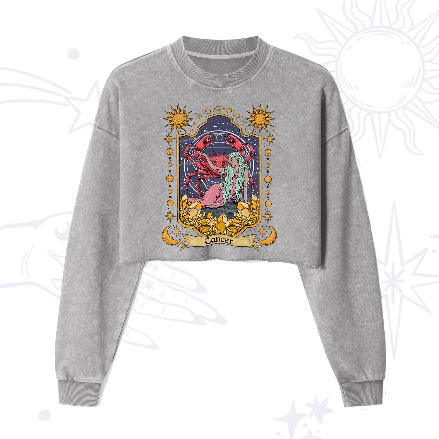 Purplehecate Libra Zodiac Cropped Washed Sweatshirt