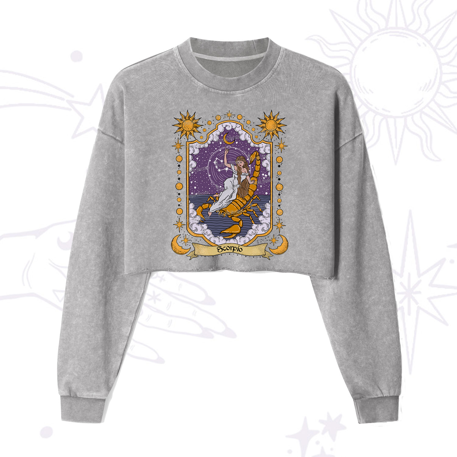 Purplehecate Scorpio Zodiac Cropped Washed Sweatshirt