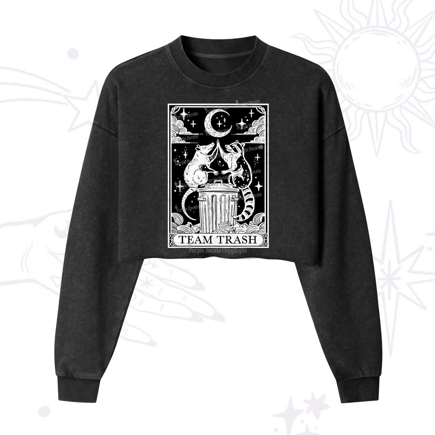 Purplehecate The Team Trash Tarot Cropped Washed Sweatshirt