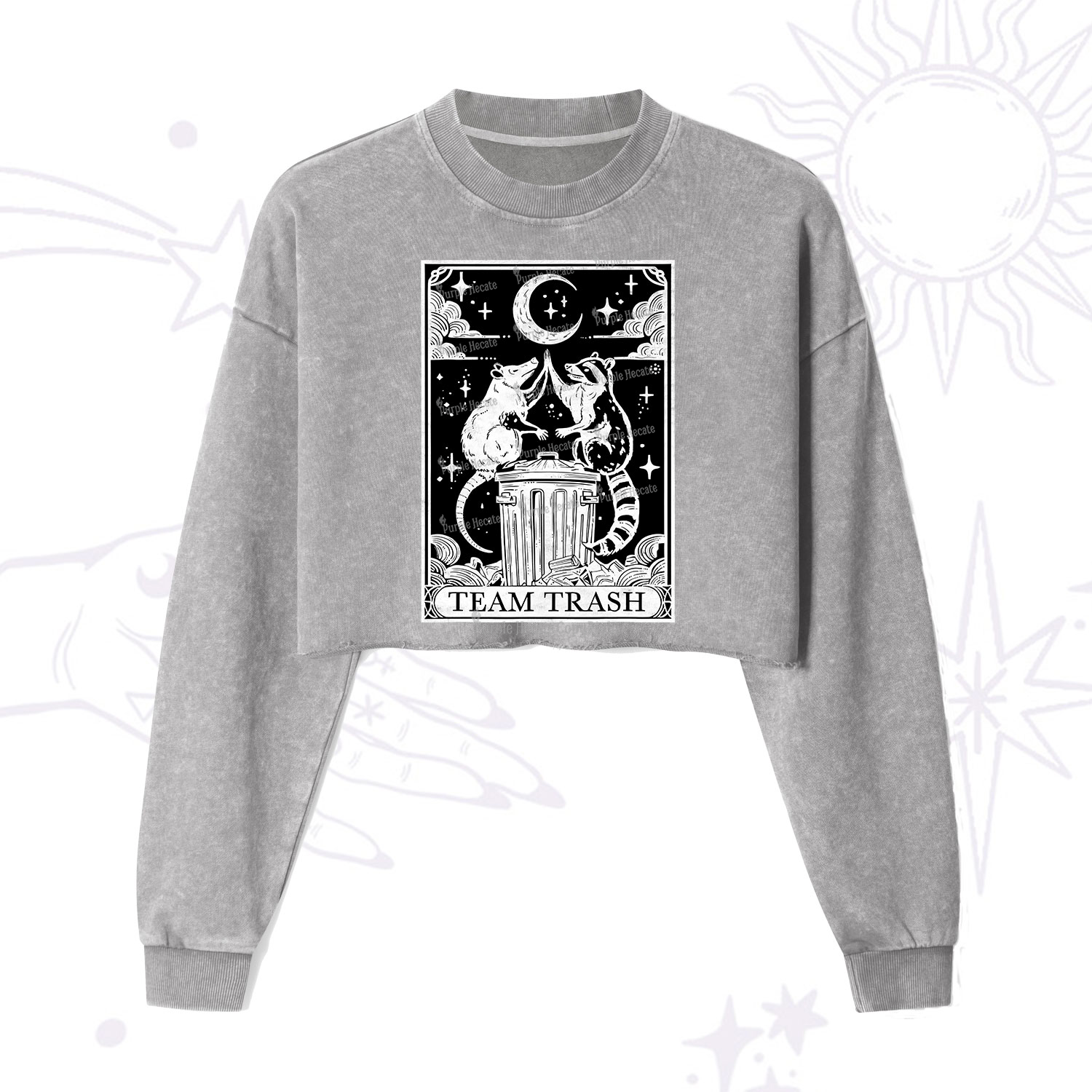 Purplehecate The Team Trash Tarot Cropped Washed Sweatshirt