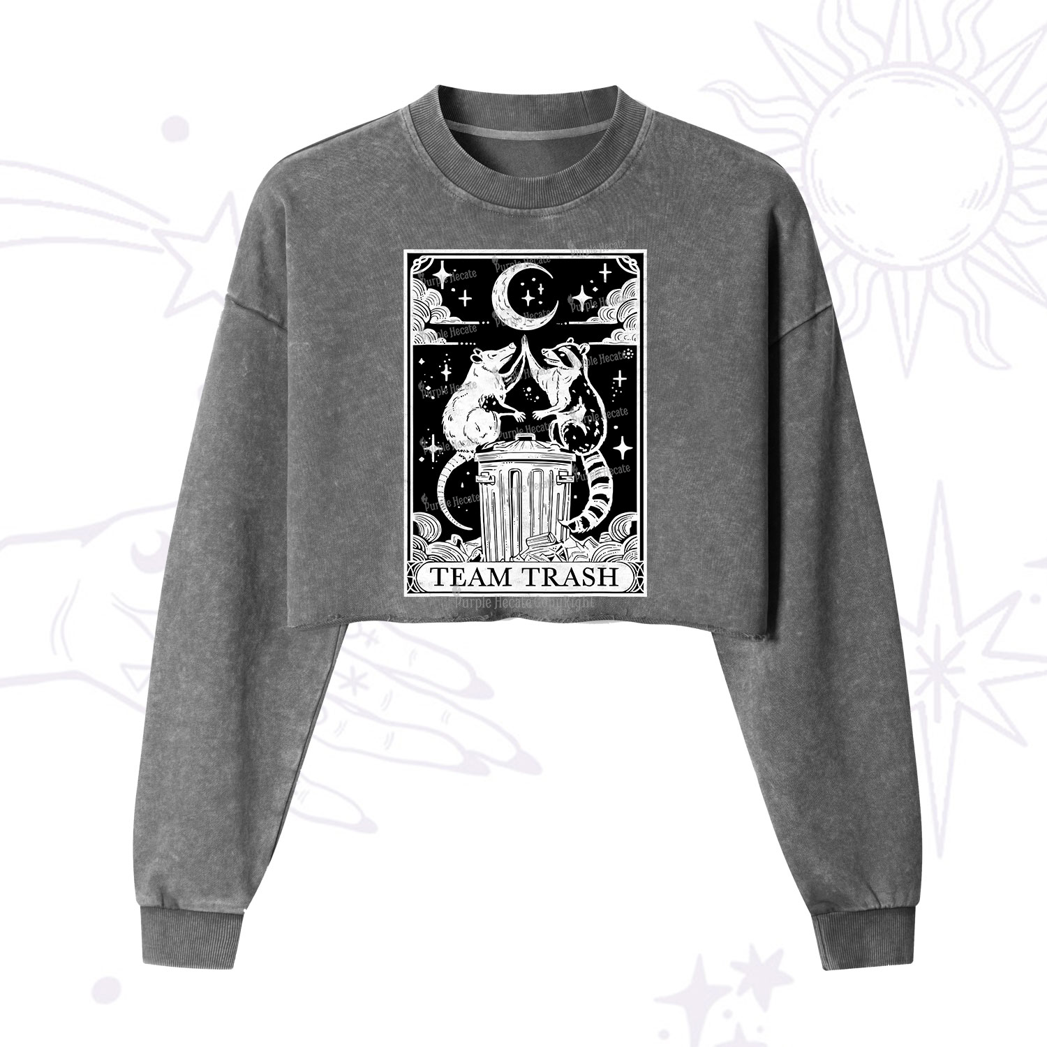 Purplehecate The Team Trash Tarot Cropped Washed Sweatshirt