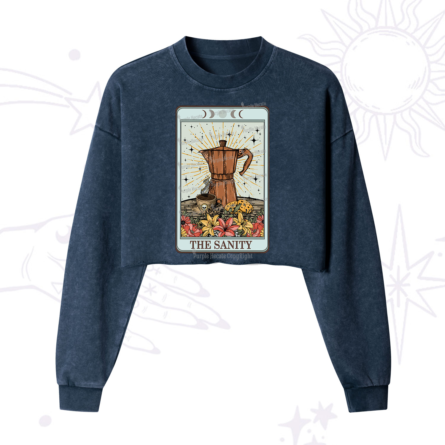 Purplehecate The Sanity Tarot  Cropped Washed Sweatshirt