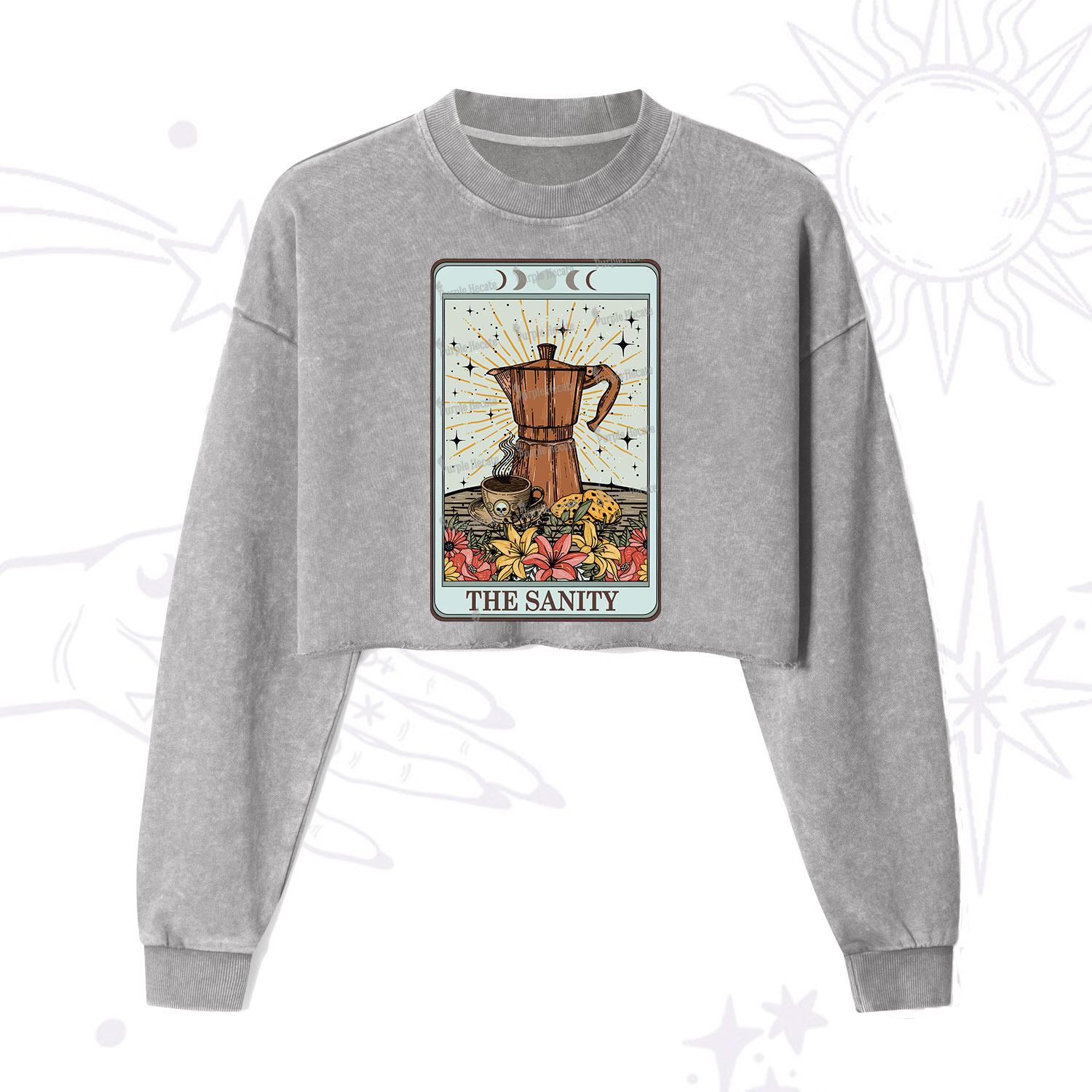 Purplehecate The Sanity Tarot  Cropped Washed Sweatshirt
