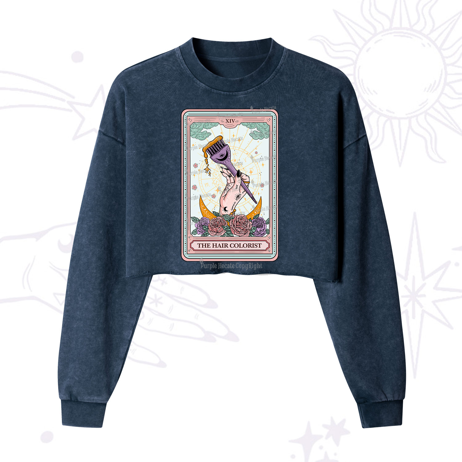 Purplehecate The Hair Colorist Tarot  Cropped Washed Sweatshirt
