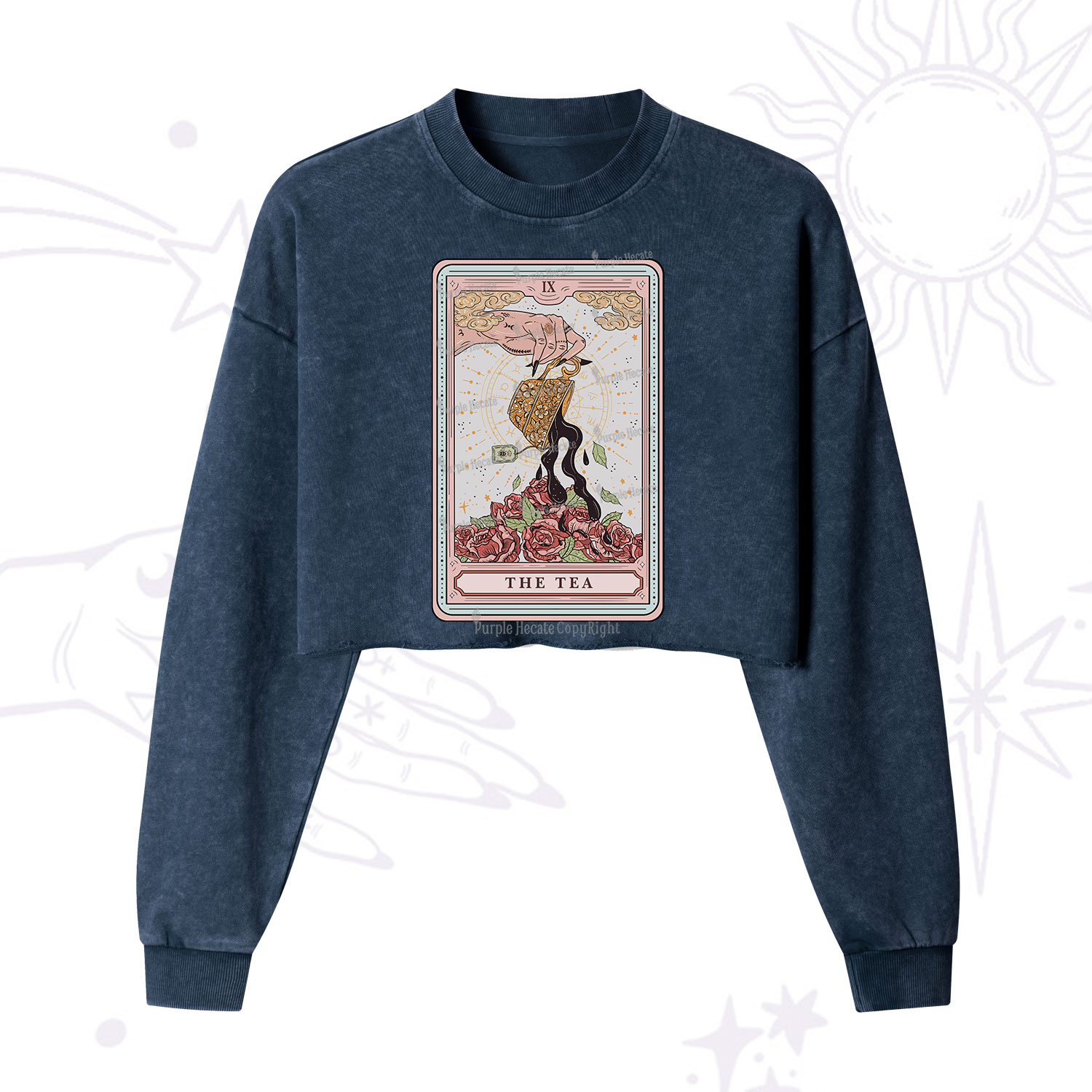 Purplehecate The Tea Food Tarot  Cropped Washed Sweatshirt