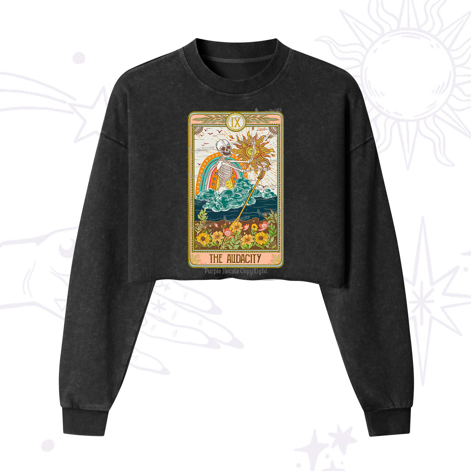 Purplehecate The Audacity Tarot Card  Cropped Washed Sweatshirt