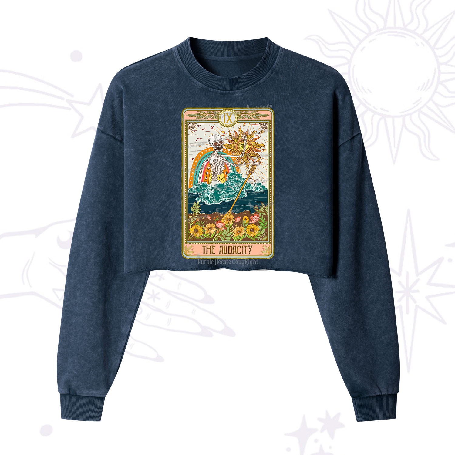 Purplehecate The Audacity Tarot Card  Cropped Washed Sweatshirt