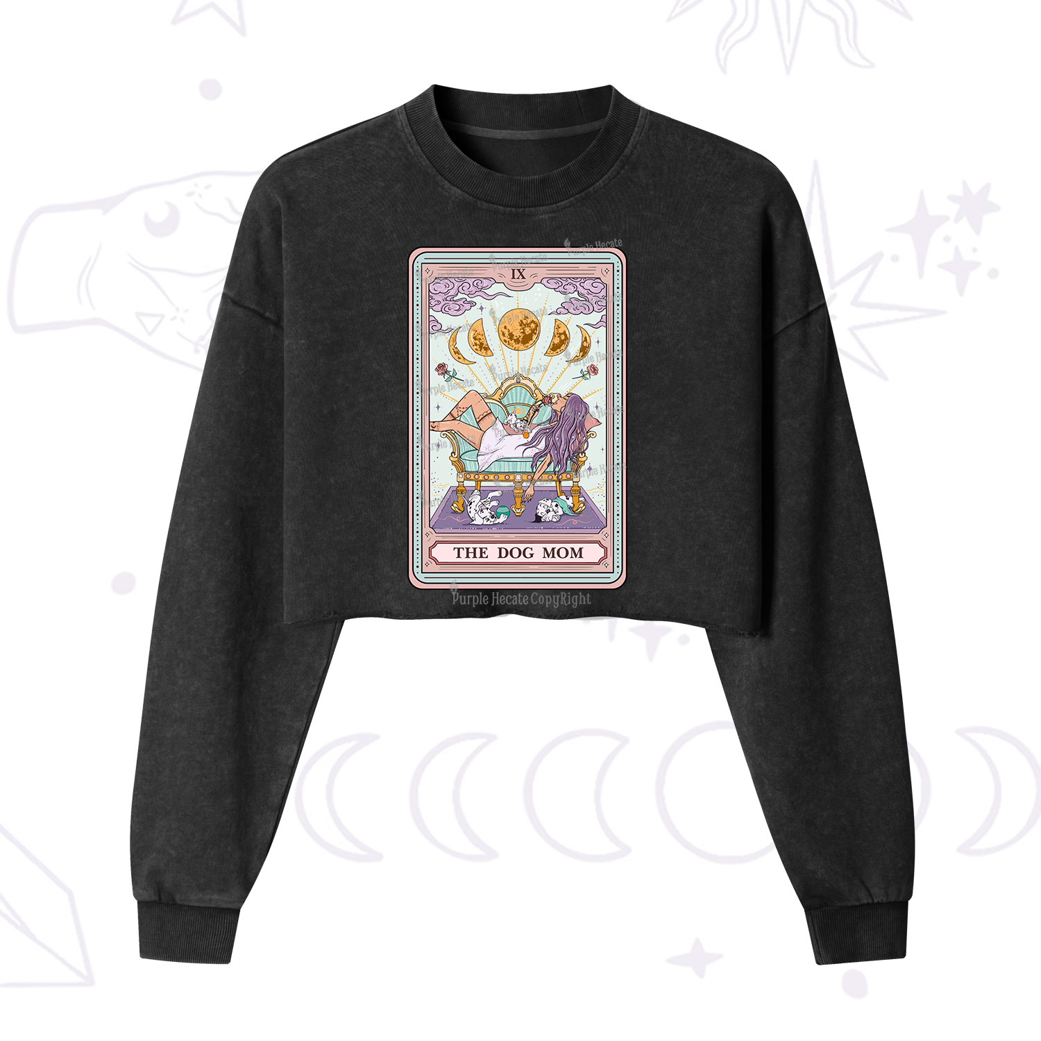 Purplehecate The Dog Mom Cropped Washed Sweatshirt