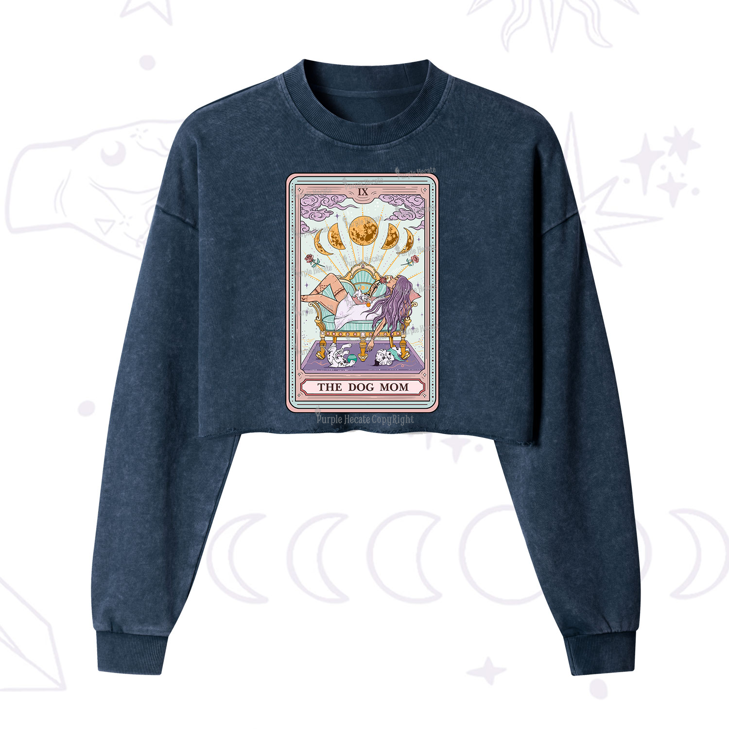 Purplehecate The Dog Mom Cropped Washed Sweatshirt