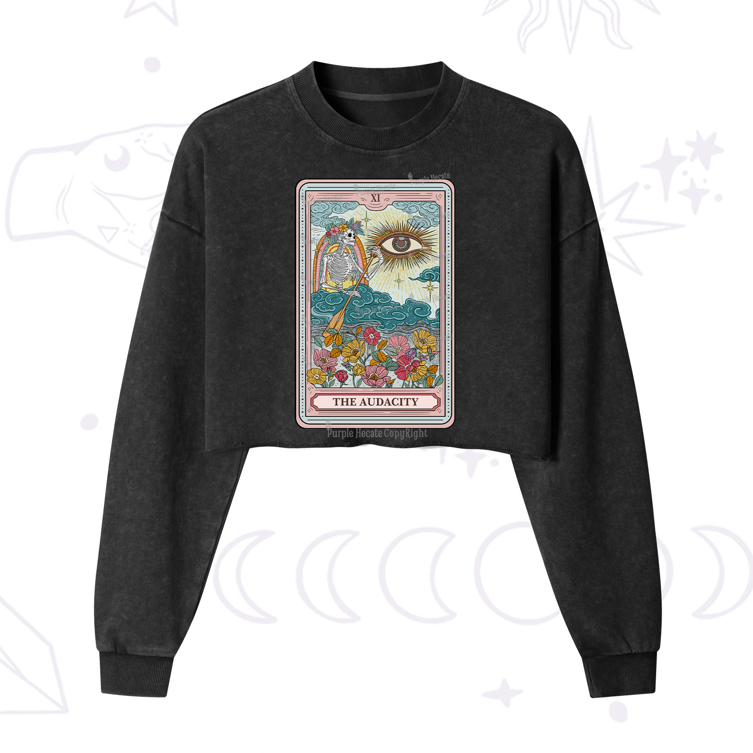 Purplehecate The Audacity Tarot Cropped Washed Sweatshirt
