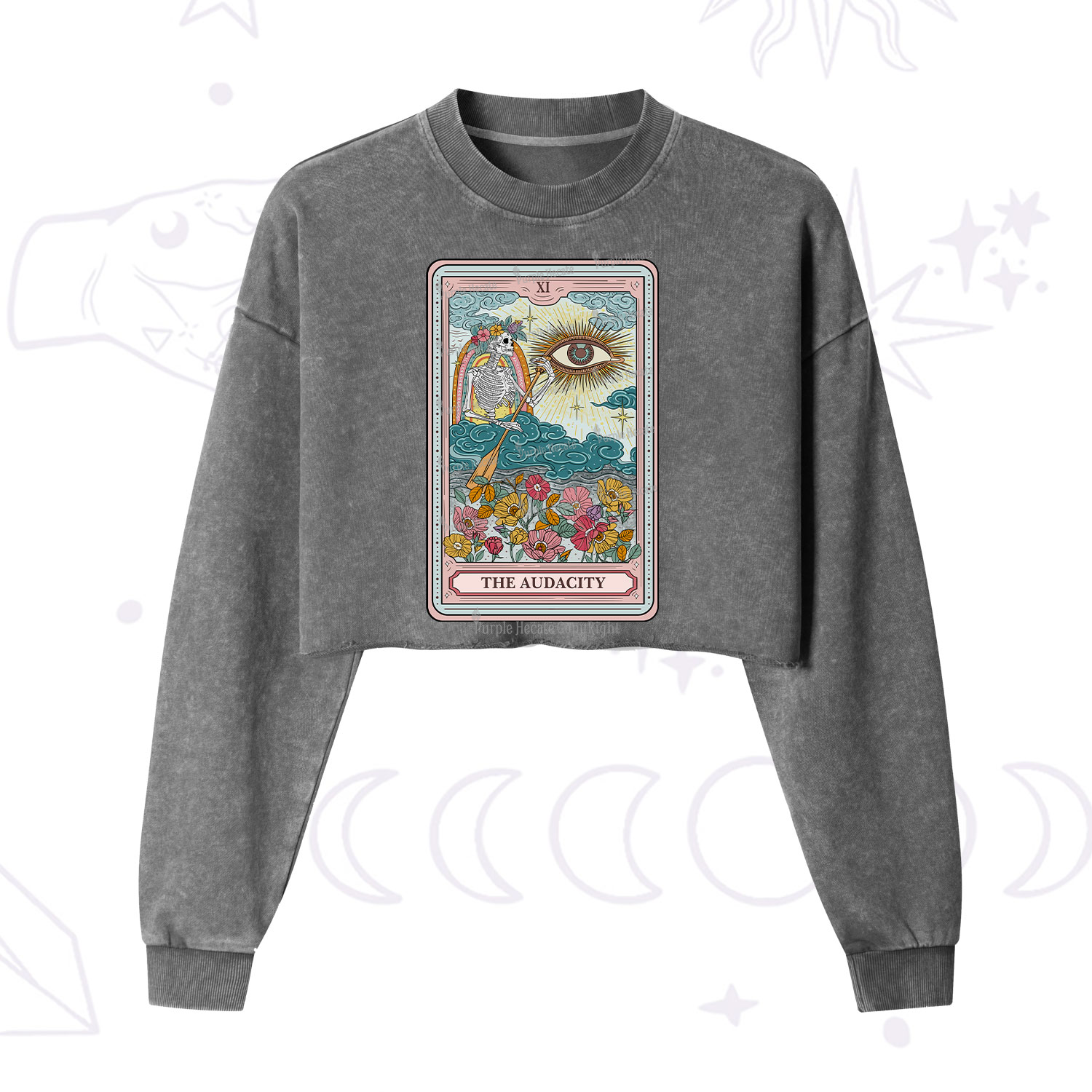 Purplehecate The Audacity Tarot Cropped Washed Sweatshirt