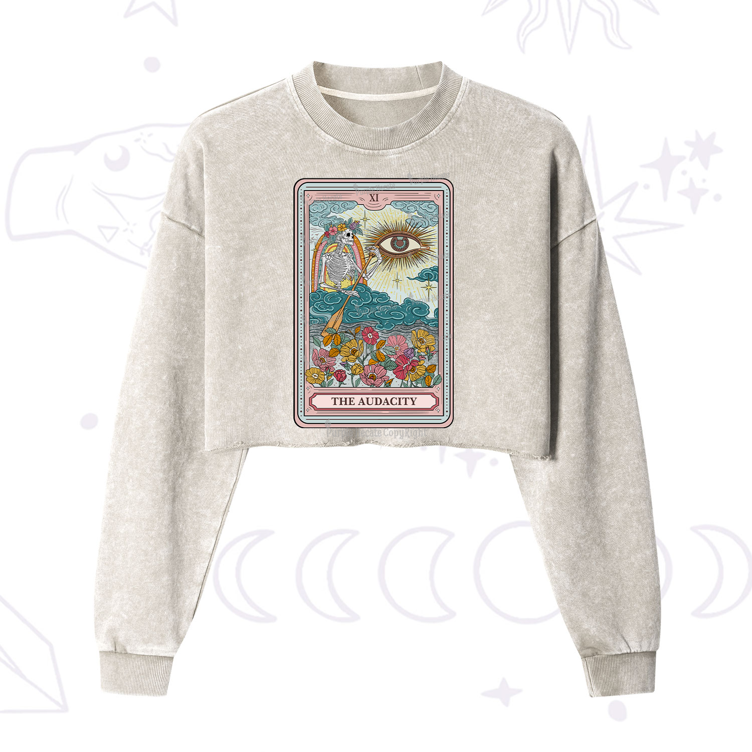 Purplehecate The Audacity Tarot Cropped Washed Sweatshirt