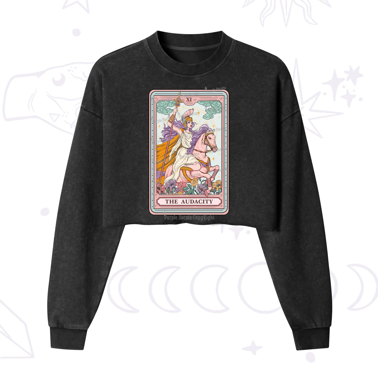 Purplehecate The Audacity Tarot Card  Cropped Washed Sweatshirt