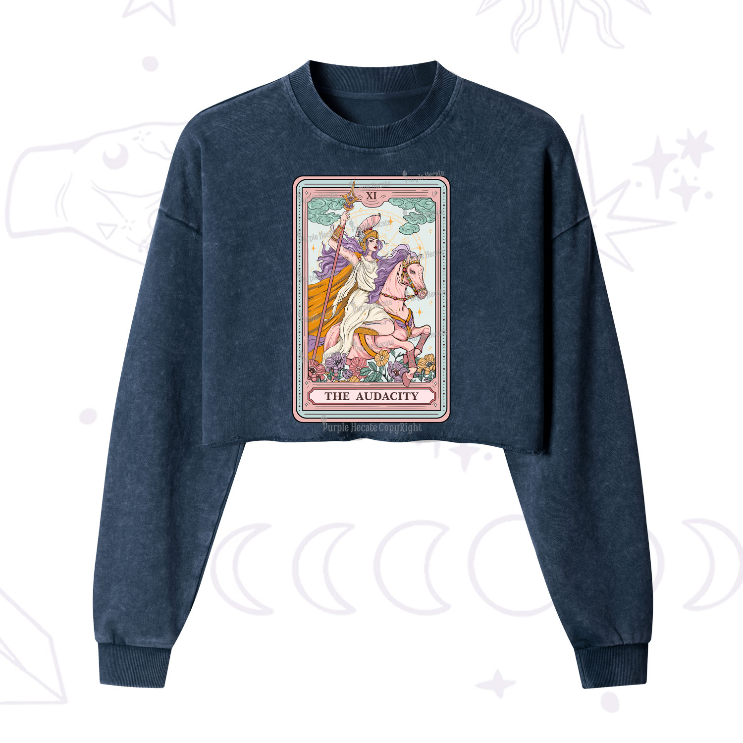 Purplehecate The Audacity Tarot Card  Cropped Washed Sweatshirt
