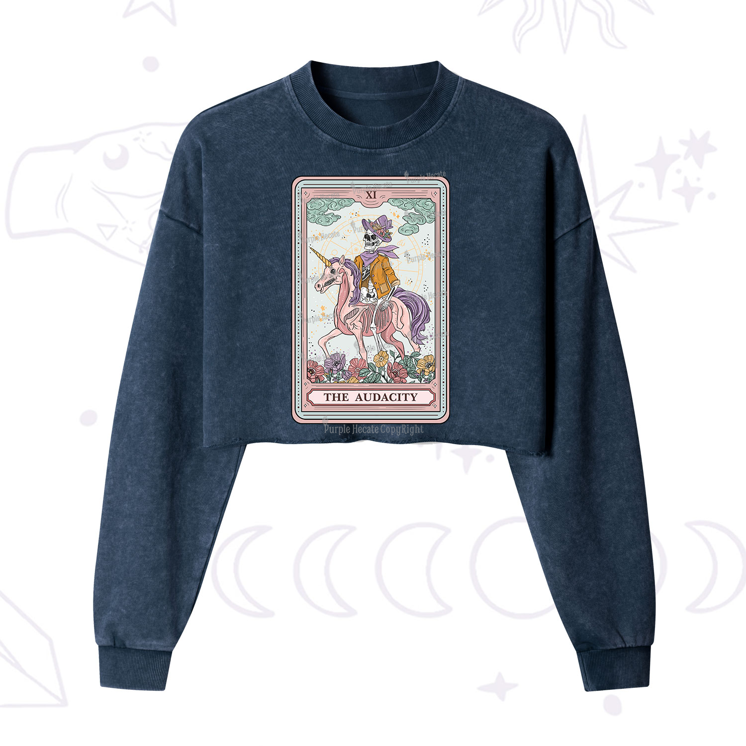 Purplehecate The Audacity Tarot Card Cropped Washed Sweatshirt