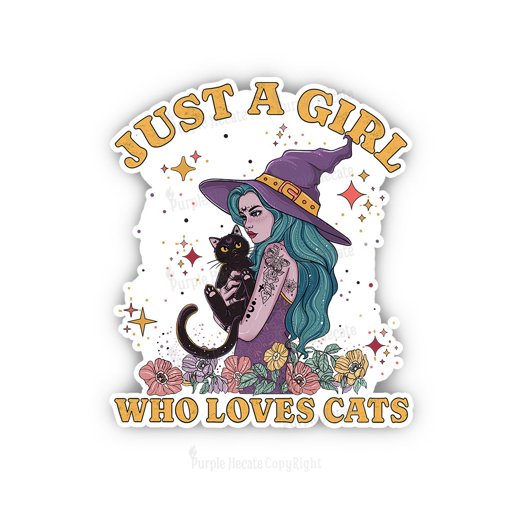 Purplehecate Just A Girl Who Loves Cats Sticker