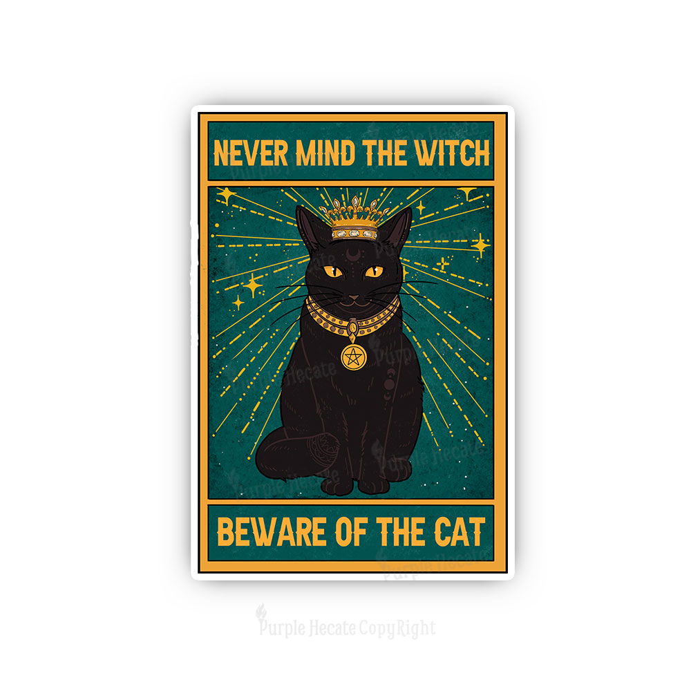 Purplehecate The Never Mind The Witch Beware Of The Cat Oracle Card Sticker