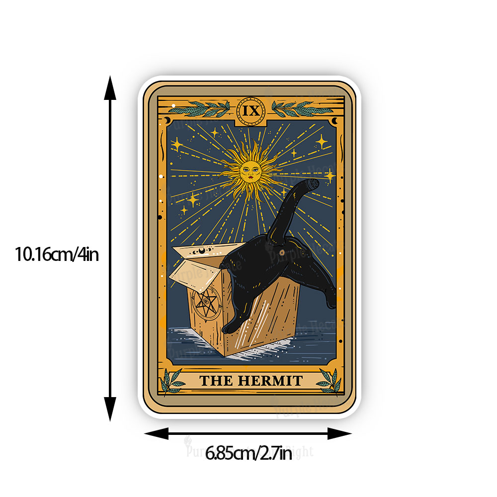 Purplehecate The Cardboard Hermit Cat Tarot  Sticker