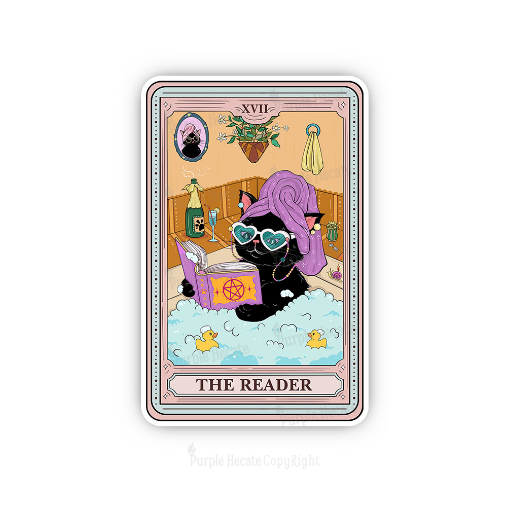 Purplehecate The Reader Cat Tarot Sticker