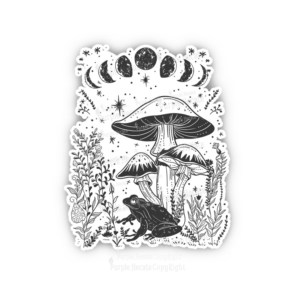 Purplehecate Celestial Frog Mushrooms Sticker