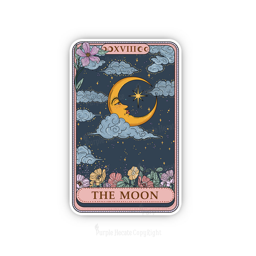 Purplehecate The Moon Tarot Card Sticker